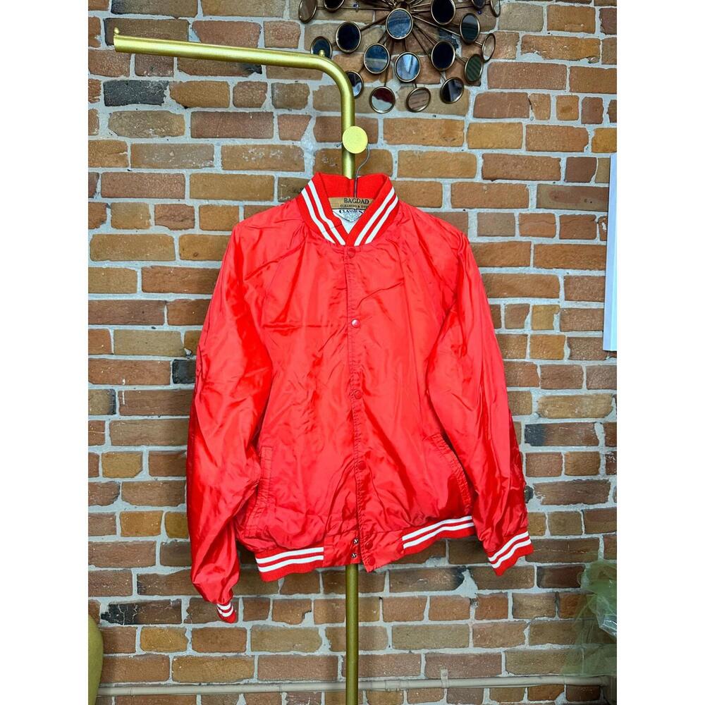Vintage Classics Mens Red Varsity Track Jacket Retro 100% Nylon Size XL Red